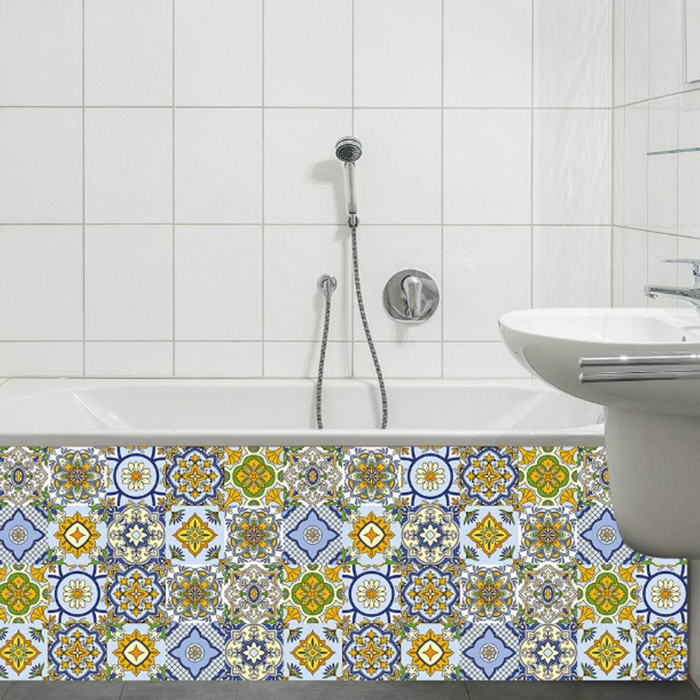 10 uds, pegatinas de azulejos Vintage, autoadhesivas, impermeables, mosaicos marroquíes, calcomanías de pared, estilo bohemio contemporáneo