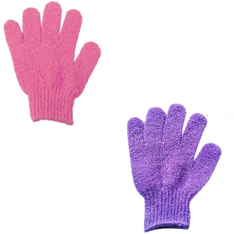 Guantes exfoliantes, esponja de baño para el cuerpo, eliminador de piel muerta, cepillo de ducha para baño, masajeador, exfoliante, baño mágico, 2 uds.: Castaño