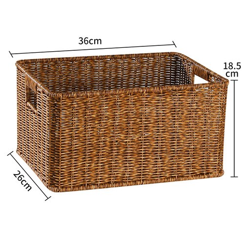 Storage basket folding storage basket Hand-woven straw rattan magazine storage basket weaving basket bamboo basket toy storage: 18
