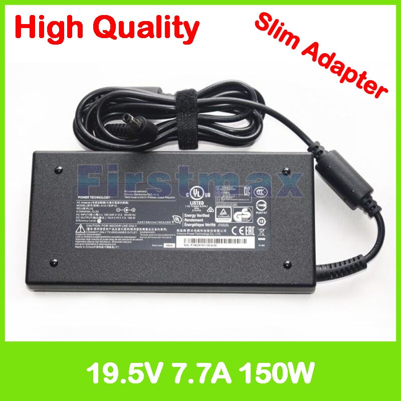 Schlankes laptop-ladegerät 19.5v 7.7a 19v 7.9a netzteil für msi  ge62 ms-16 j 1 ms-16 j 4 ms-16 j 5 ge63 7rd ge72vr 7rf gs73 7re