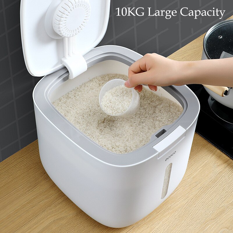 10Kg Rice Storage Box Rice Cylinder Rice Container Food Storage Kitchen Collection Sealed Grain Bucket Cereal Food Storage