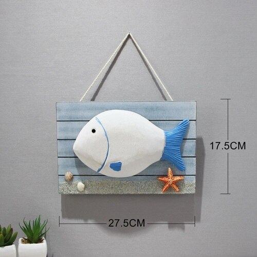 Mediterranean Retro Distressed Ship Listing Theme Bar Restaurant Ocean Hanging Decoration and Wall Decor: Fish listing Type A