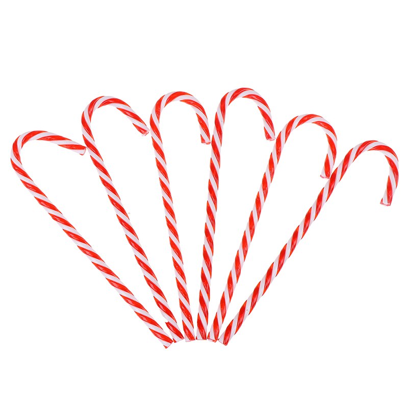 6Pcs Plastic Candy Cane Ornaments For Festival Party Xmas Christmas Tree Hanging Decorations