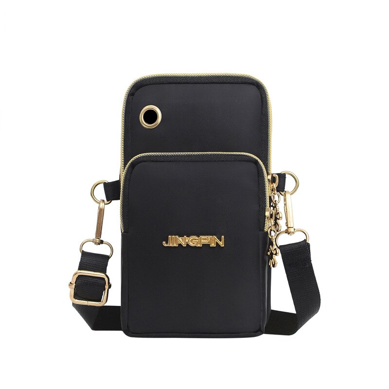 Sac à bandoulière simple pour femmes, sacoche pour téléphone portable, coréenne, sport, bras, loisirs, pochette croisée,: Black