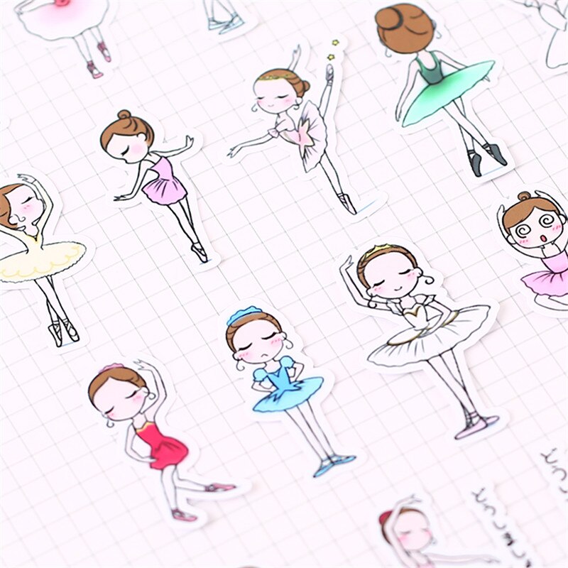30 PCS Cartoon ballet student Papier Verzegelen Stickers Ambachten En Scrapbooking boek Decoratieve sticker DIY Briefpapier