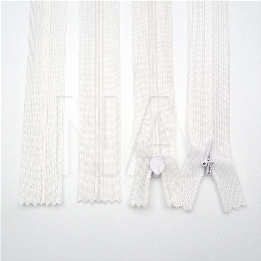 100pcs 40cm White series invisible Nylon zippers Close-end For Sewing Accessories 20 Colors Available Garment accessories DIY