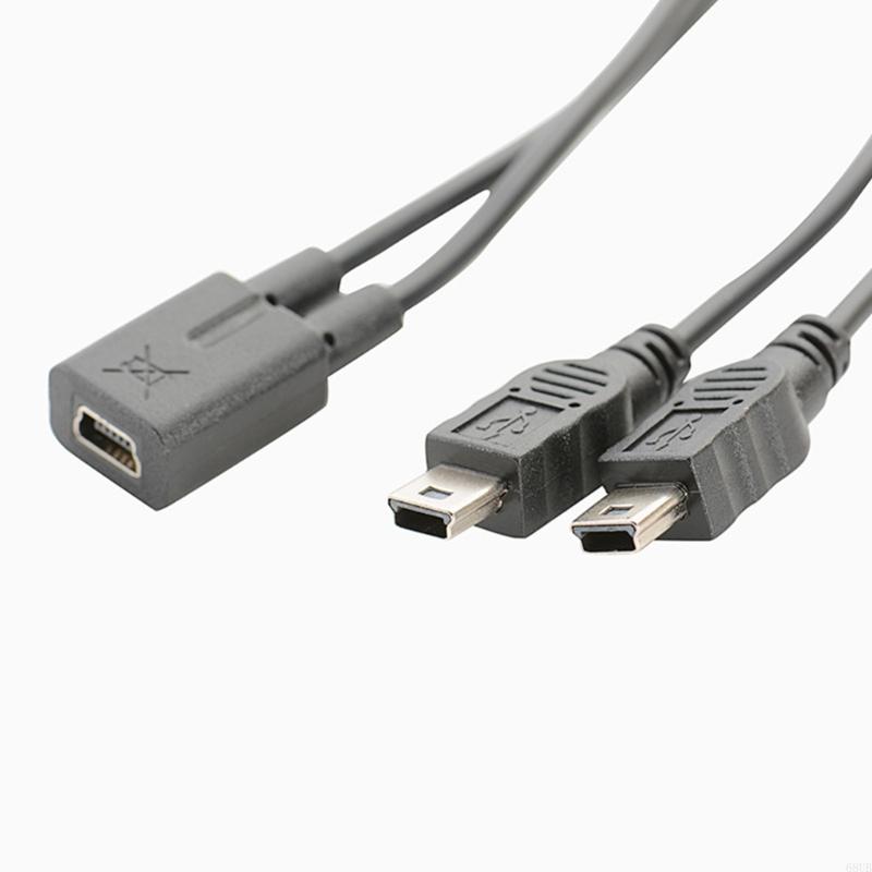 1Pack USB 2.0 Mini 5-pins splitterkabel, spuitgieten USB 2.0 Mini 5-pins vrouwelijk tot dubbele 2 mannelijke omzetter