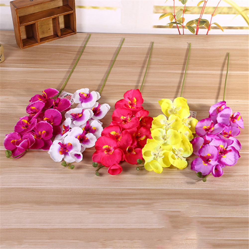 Bouquet d'orchidées artificielles, fleurs DIY, fleurs artificielles orchidées papillon, fleurs de Phalaenopsis, pour mariage, décoration pour la maison, 1 pièce
