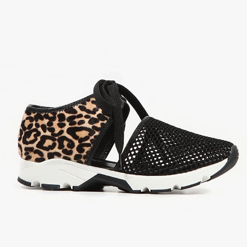 Kvinder sko guld sneakers lynlås platform sneakers dame sko casual snøre tenis feminino zapatos de mujer dame sneakers: Leopard print / 43