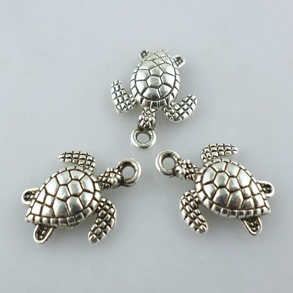 48 stk tibetansk sølv havskildpadde / skildpadde charms crfts vedhæng 12 x 16mm smykkefremstilling