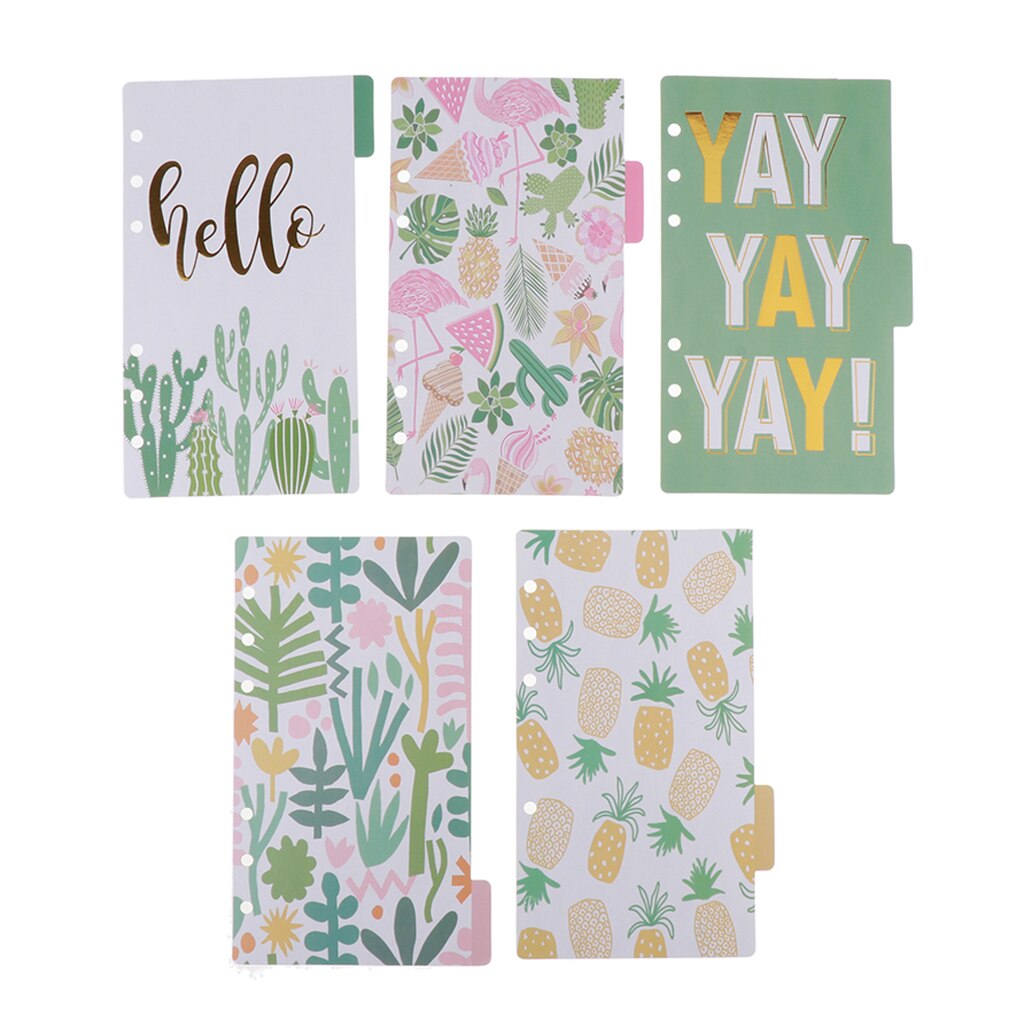 5 Pack 6 Ring Binder Dividers with Reinforced Edge, Tabs, 6 Hole Punch Section Index Dividers for Binders: B