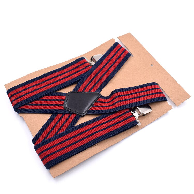 5cm Wide Men Suspenders High Elastic Adjustable 4 Strong Clips Suspender Heavy Duty X Back Trousers Braces: 3