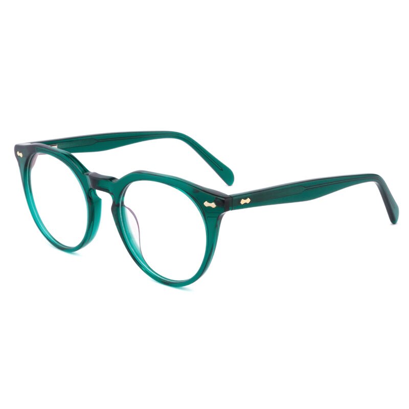 Lanspace-gafas redondas con montura de cristal para mujer, lentes transparentes Vintage, para miopía, luz azul: C2 Green