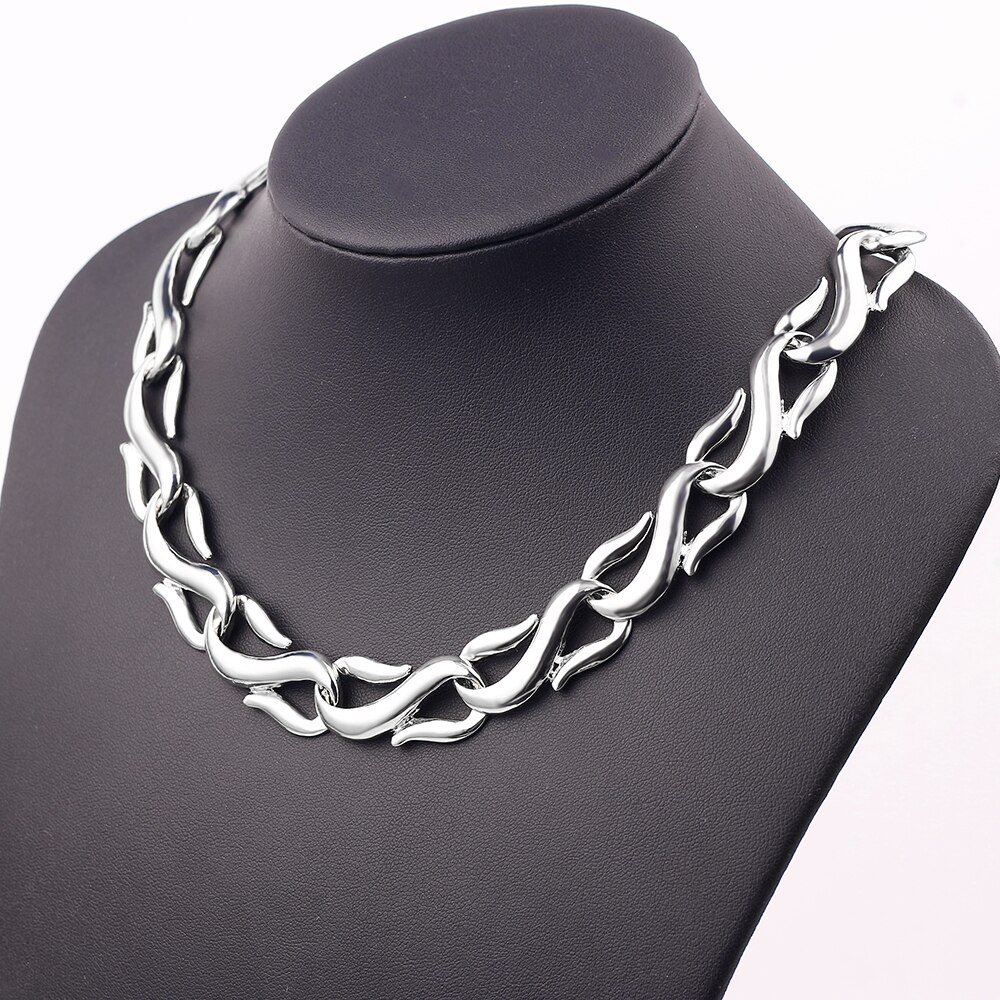 1 Set Men's Punk Gothic Necklaces&Bracelets Set Alloy Barbed Wire Brambles Necklace&Bracelet Jewelry Hip-pop Choker&Bangle: Necklace 4