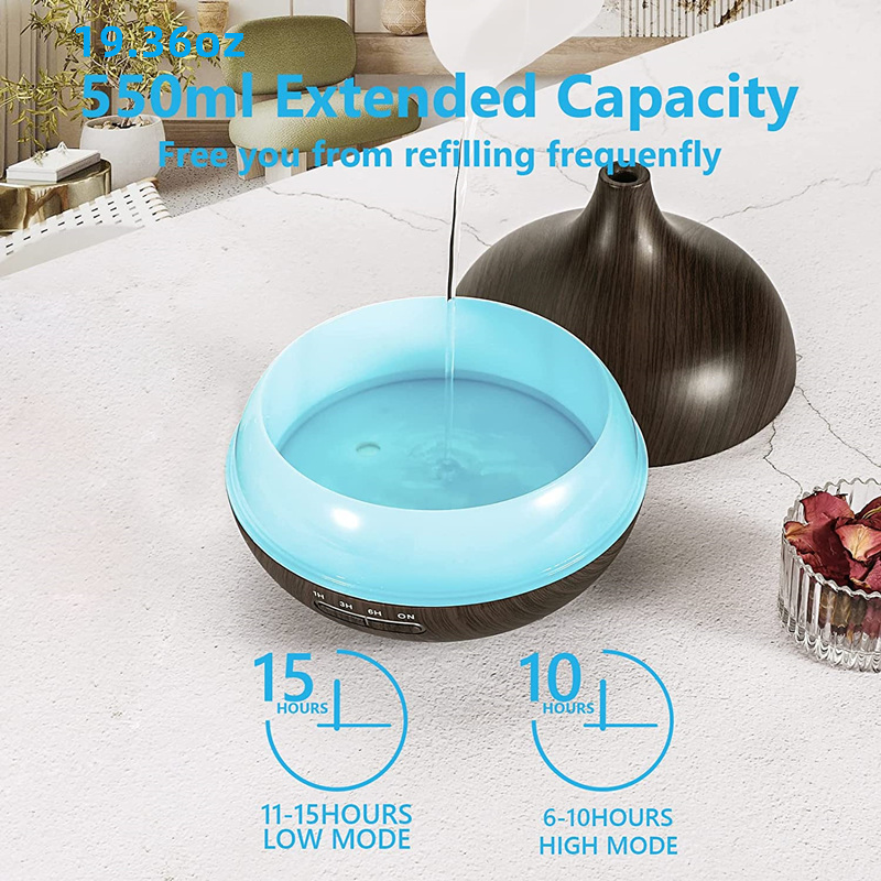 Difusor de aroma USB de penetración de 550 ml, humidificador de aire eléctrico, humidificador de grano de madera para dormitorio y oficina