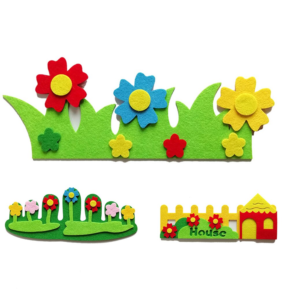 9 Sets Kids DIY Felt Garden Fence Craft Wall Stickers Kindergarten Decoration Intelligence Develop Toys