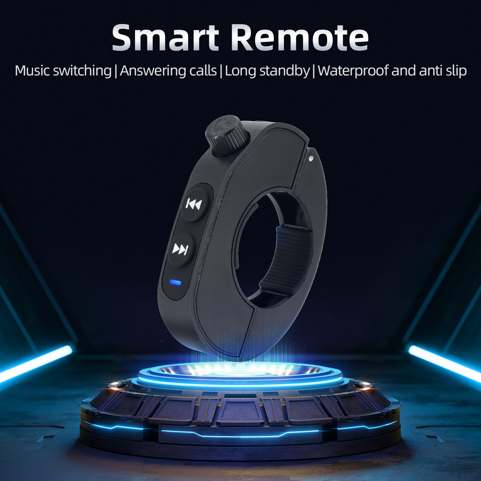 Control de manillar de motocicleta compatible con Bluetooth llamadas manos libres Control remoto manillar de bicicleta impermeable control multimedia tipo c