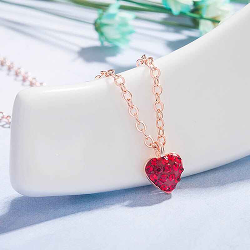 Cellacity romantische 925 halskette mit rotem herzanhänger für damen, schlichte schlüsselbeinkette zum #39