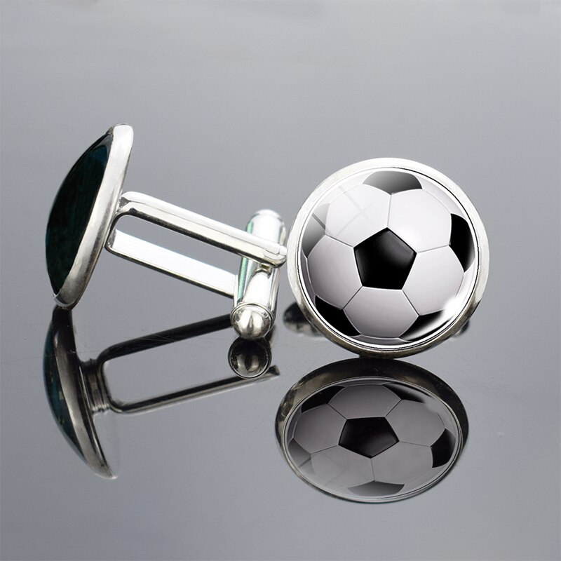 SilverColour CufflinksFootball Basketball Baseball Volleyball Tennis Rugby Softball Glas Cabochon Manschettenknöpfe Hochzeit Zubehör: 1