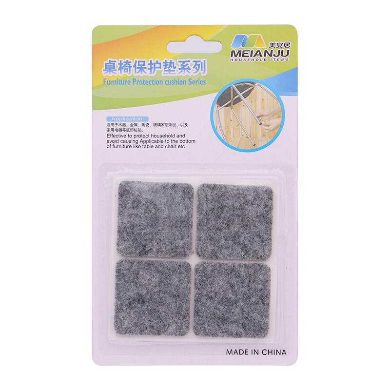 Nicht-gewebte Möbel Beine Selbst Klebe Füße Teppich Filz Pads Nicht-rutsch Verschleiß-beständig Kissen Sofa Schrank stoßstange Dämpfer für Stuhl: 4x4cm 4Stck