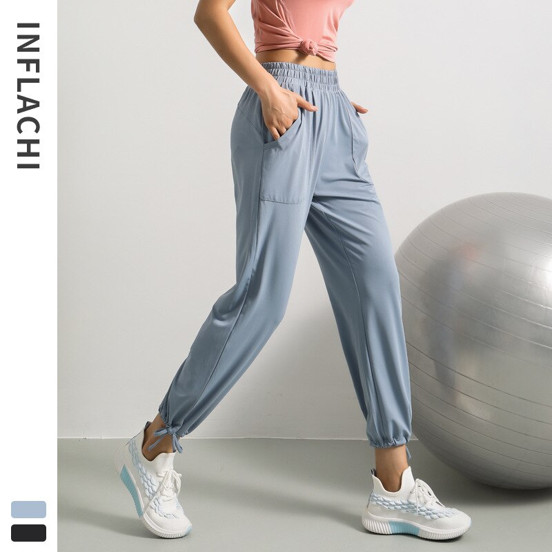 Novo solto sweatpants feminino magro correndo calças de fitness verão secagem rápida calças cortadas