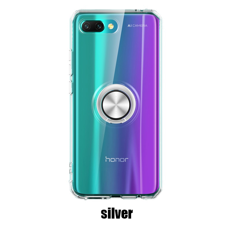 Voor Huawei Honor 10 Luxe Magneet Metalen Ring Standhouder Cases Voor Huawei Honor 10 Clear Silicone Cover Funde Coque