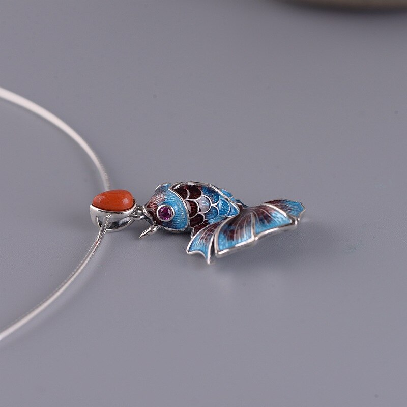 BALMORA Original Plata de Ley 925 auténtica colgante Vintage para collares Koi Carpa dijes para mujer joyería de San Valentín