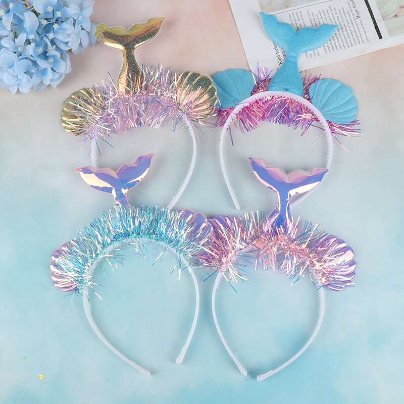 Diadema con corona de de sirenita, sombrero con cola de sirena, ACCESORIOS FOTOGRÁFICOS para niña, de cumpleaños, accesorios para el cabello de sirena