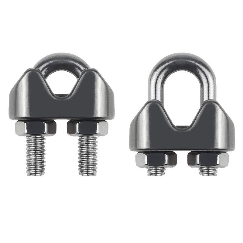 20PCS 1/8 Inch M3 Stainless Steel Wire Rope Cable Clip Clamp for Kayak Canoe Boat Fishing
