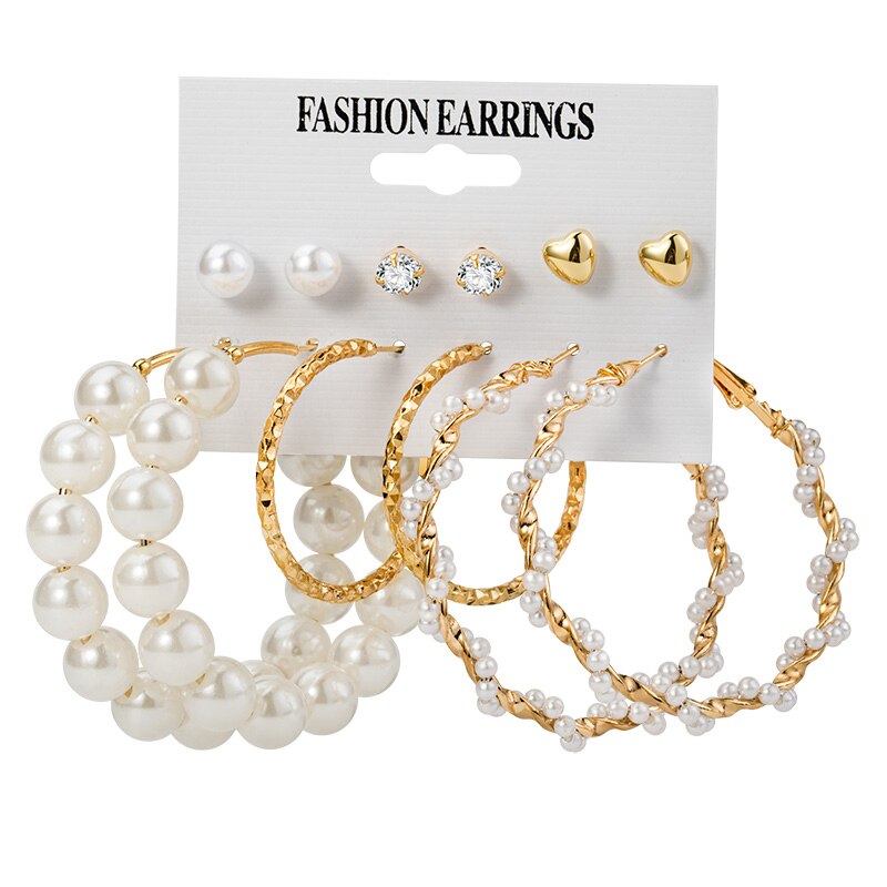 Boucles d'oreilles créoles en perles de culture coréennes, couleur or, simples, en forme de grand cercle, pour femmes, bijoux de mariage: Produit 12