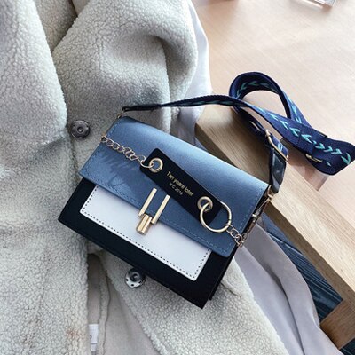 Mini kvinder crossbody tasker retro bred rem skulder messenger taske kvindelige luksus rejse håndtasker og punge: Blå -1