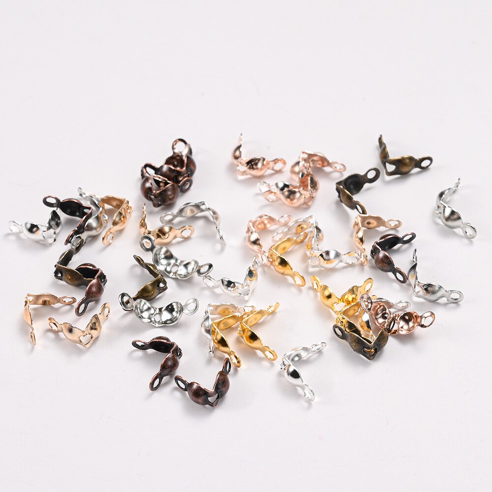 200 Stks/partij Rvs Connector Sluiting Fitting 4*8Mm Ball Chain Calotte End Crimps Kralen Connector Voor Diy sieraden Maken