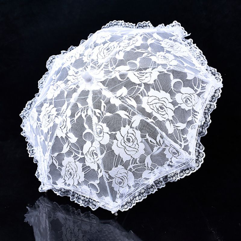 Events Umbrella Lace Wedding Shooting Parasol Umbrella Lady Costume Accessory Bridal Photo Props: 51241 white