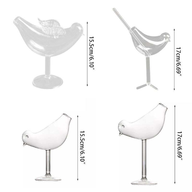 150Ml pájaro forma copa de Cocktail vidrio personalidad Molecular ahumado