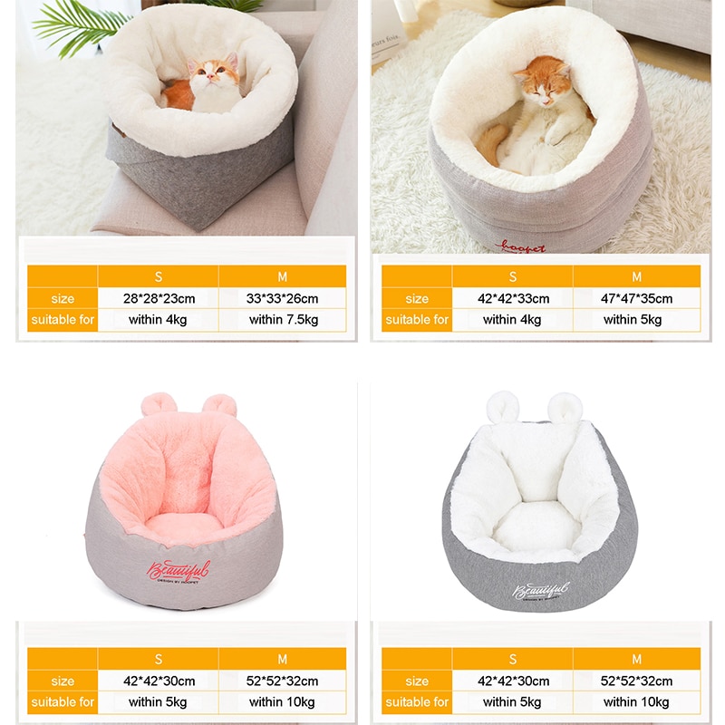 Cama para gatos Hoopet, casa para mascotas, casa para perros, banco para gatos, productos de algodón para mascotas, casa de invierno acogedora y confortable para cachorros