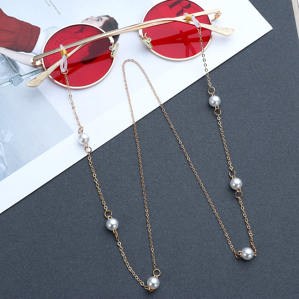 Pearls Sunglasses Chains for Women Metal Charms Eyeglasses Lanyard Necklace Glasses Holder Strap Cord Eyewear Retainer