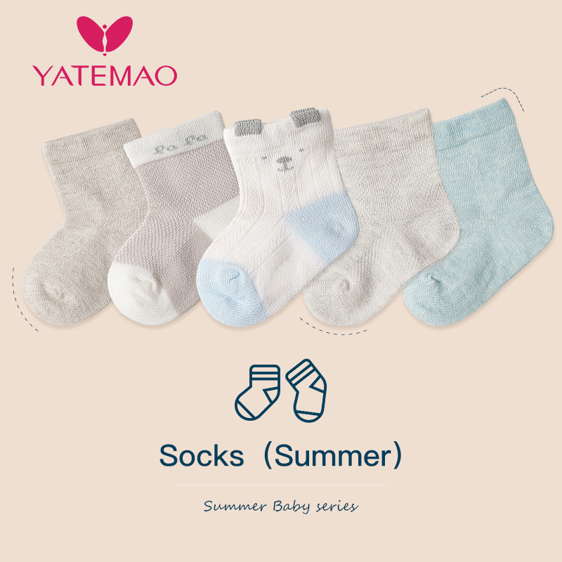 YATEMAO 5 pairs/lot 0-2Y Baby Socks for Girls Cotton Mesh Cute Newborn Boy Toddler Socks Baby Clothes Kids Accessories