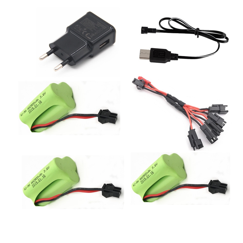 3,6 v 2800mAh Batterie Ladegerät sets Für Rc spielzeug Auto Tank Zug Robot Boot Gun AA NIMH 2400mAh 3,6 v Akku Pack