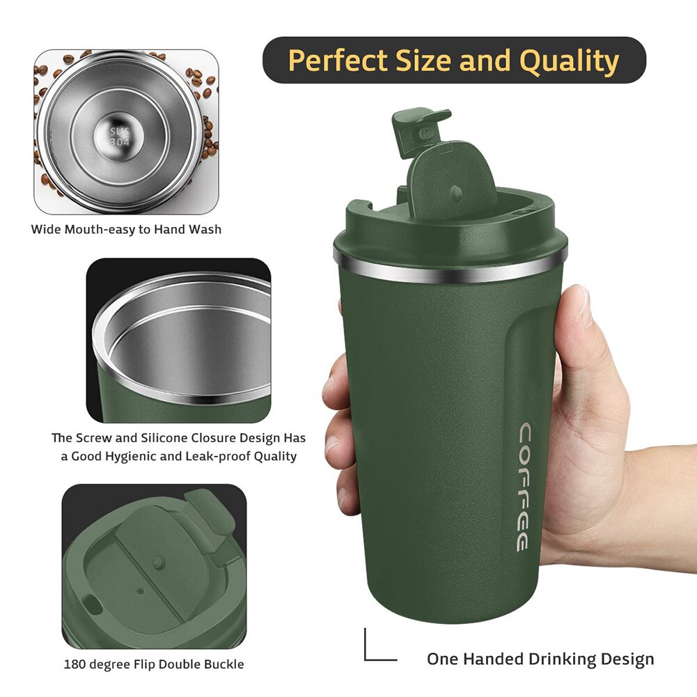 Termo de acero inoxidable para preservación del calor, taza de café al vacío, taza de leche, termos de vacío para el hogar y la Oficina, con tapa, 380/510ML