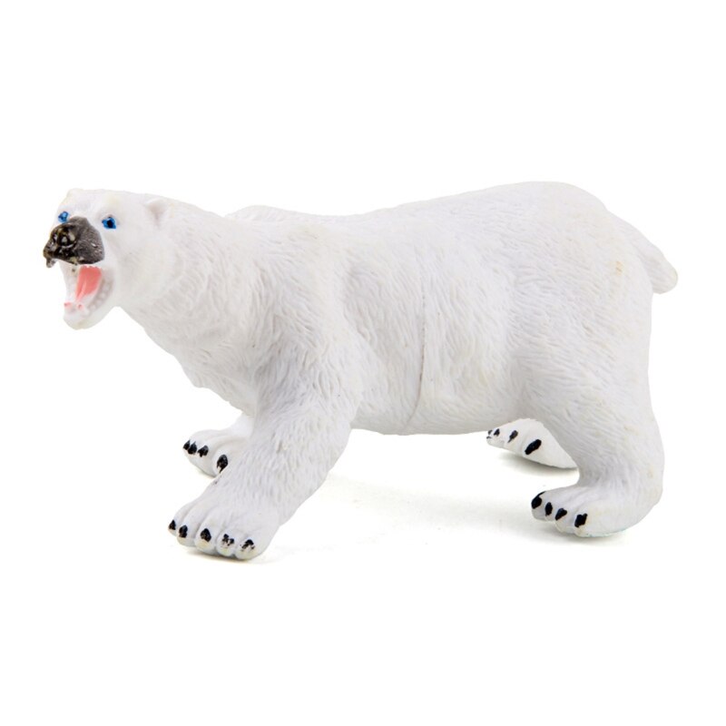 Animal Figurines Toys Preschool Educational Zebra/Polar Bear/Elephant/Tiger/Lion/Rhino Forest Animals Sets Cupcake Decor: Polar bear