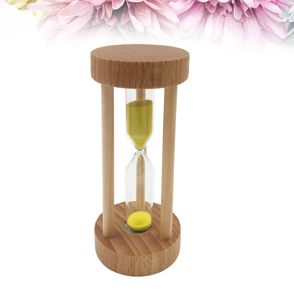 3 Min Wooden Sandglass Hourglass Yellow Sand Timer Clock Table Desktop Decoration: Yellow