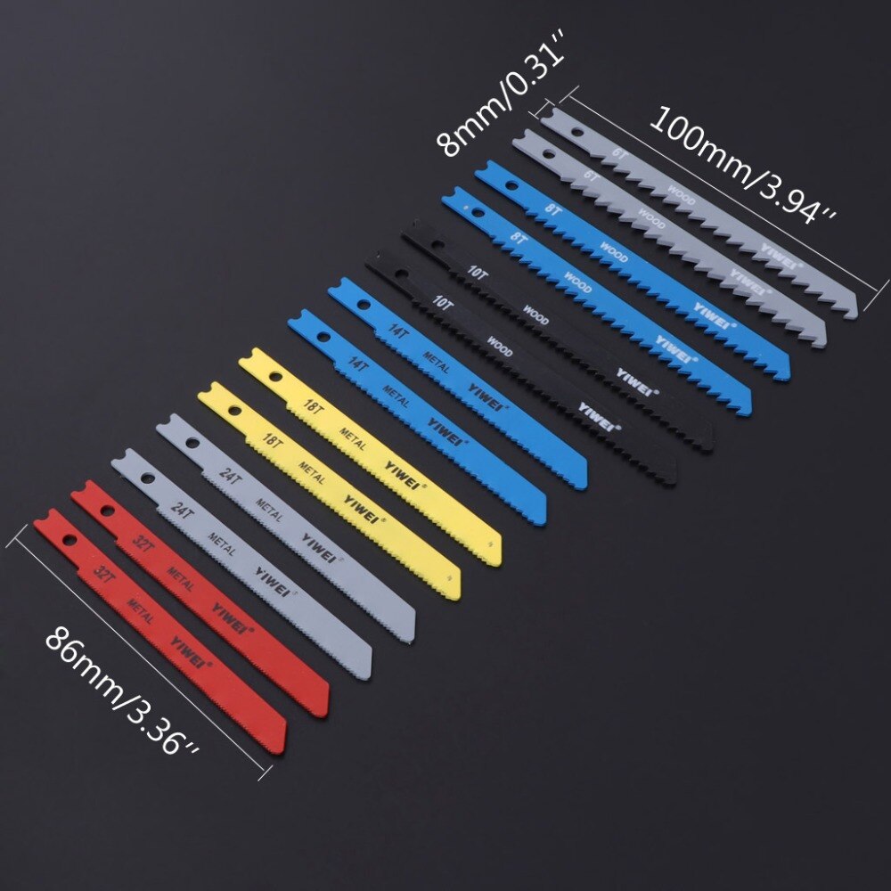 48-Piece T-Shank Jig Saw Blade Assortment – Wood, Plastic, Metal Cutting – Multicolor