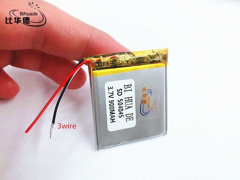 Li-Po 3 draad 1 stks/partij 3.7 V lithium polymeer batterij 504045 900 mah oplaadbare MP4 MP5 klein speelgoed