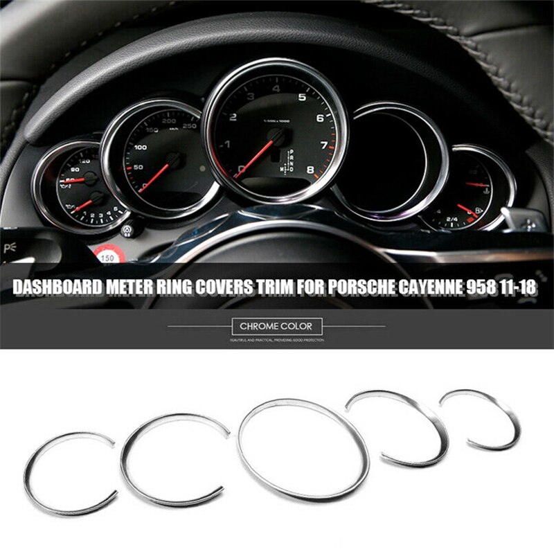 for-Porsche Cayenne 958 Silver Car Dashboard Meter Ring Covers Trim Interior Decoration