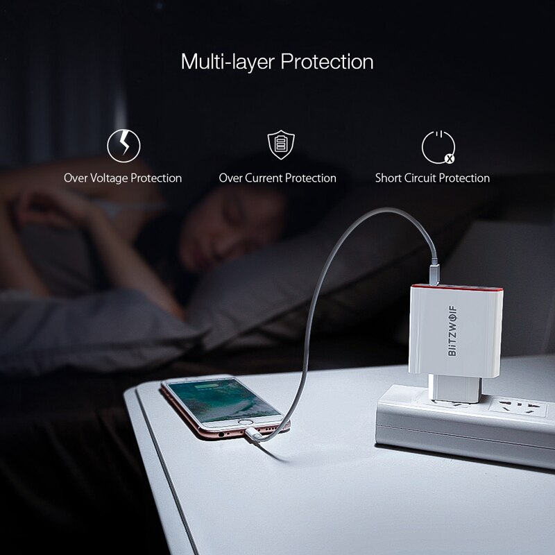 BlitzWolf 45W USB PD schnell aufladen Typ C Telefon Schnelle Ladung Zauberstab Ladegerät EU Stecker Für iPhone 12 Mini Profi Max 11 Profi Max/iPad Profi
