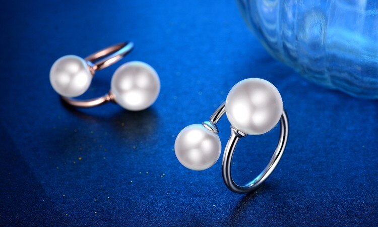 Neue Shell perle (10mm + 12mm) 925 sterling silber ladies'party ringe schmuck für frauen offenen ring