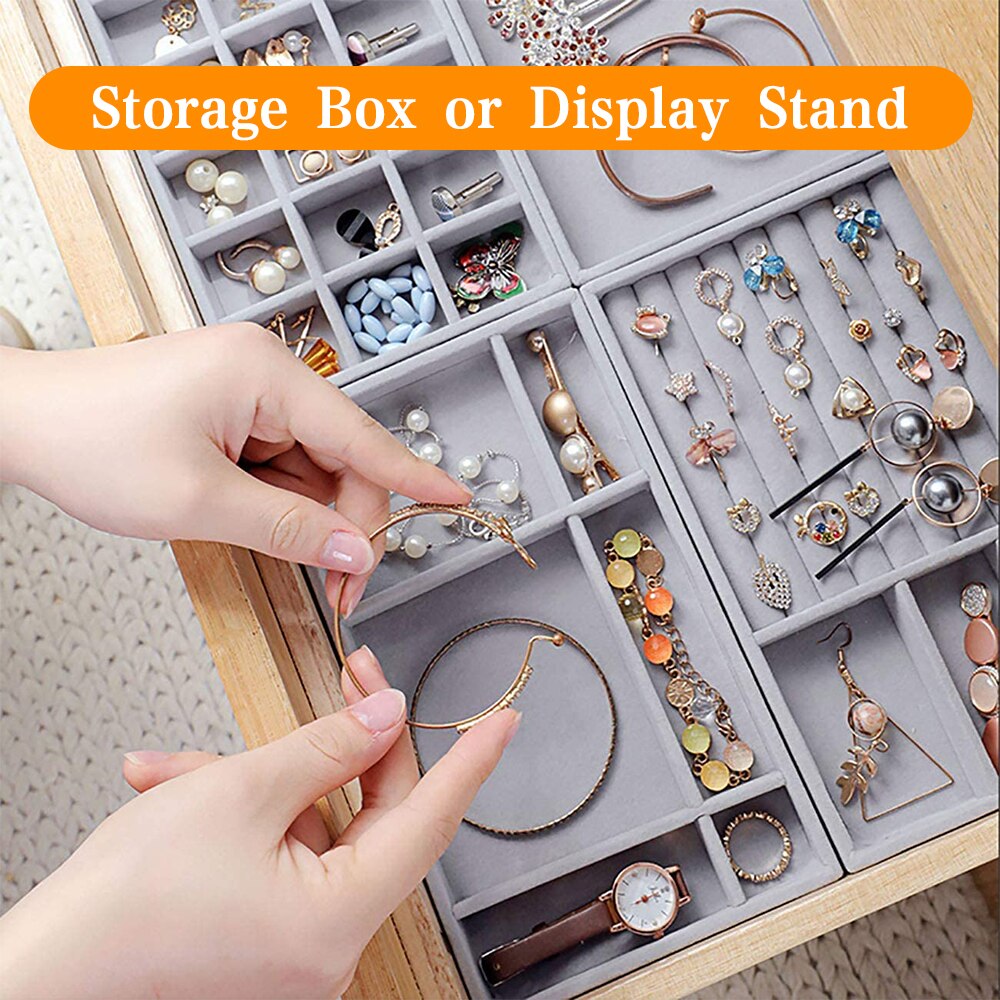 Detachable Flannel Bracelet Ring Jewelry Storage Box Showcase Smooth Soft Stackable Accessary Stand Holder Tray