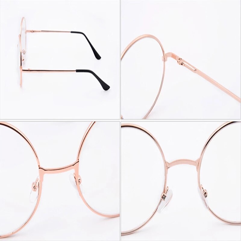 RICHPER 6 Colors Man Woman Retro Large Round Glasses Transparent Metal Eyeglass Frame Black Silver Gold Spectacles Eyeglasses