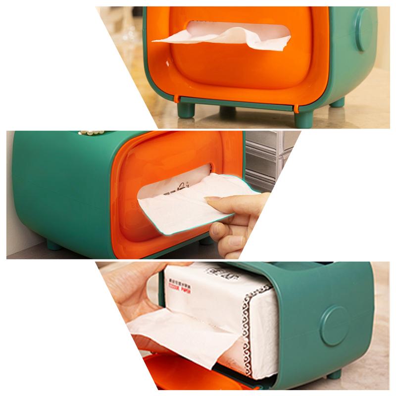 Multifunctional Tissue Box Retro Tissue Container TV Shaped Paper Towel Storage Box