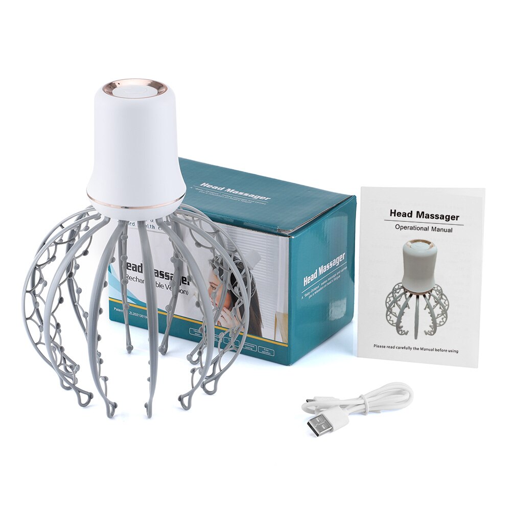 Krake Elektrische Kopf Massagegerät 3 Modi Vibration Massage Kopfhaut Entlasten Kopf Fatiguex Tiefe Entspannen Haar Wachstum Drahtlose Tragbare: USB art